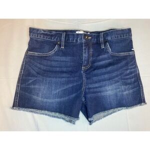 Carve Designs Denim Shorts Women's 6 Dark Blue  Raw Hem Mid Rise Stretch